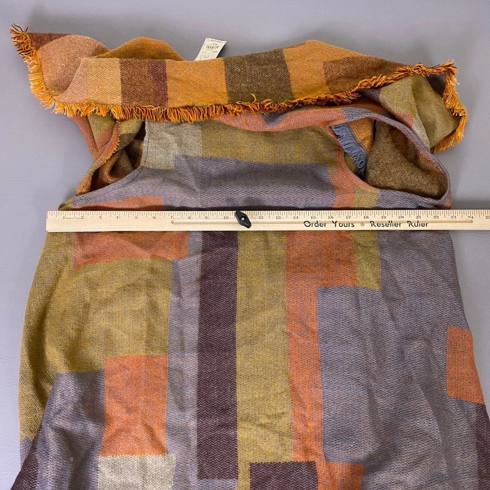 Mudd Womens Blocked Topper Vest  One‎ Size Rust Orange Colorblock Fringe NEW